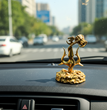 Golden Trishul Damroo Showpiece | Shiva Trishul Damroo | Premium Resin Om Trishul Idol for Car Dashboard, Home Decor & Office Desk | Spiritual Gift Item (7 x 7 x 12 cm)