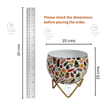 Metal Flower Vase Planter Pot with Stand & Drainage Hole, Pots for Plants, Plant Pots for Home Decoration, Succulent Pot, Indoor Planter Balcony Garden Decor| Gardening| Planter