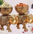 Brass Metal Elephant Top Dryfruit Bowl | Brass | Metal Handicraft | Urli | Dry Fruits Holder