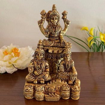 Lakshmi Pariwar | Lord Kuber Idol | God Idol | God of Wealth | Metal Handicraft | Brass | Pooja Item