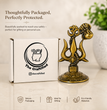 Premium Metal Shiv Trishul with Damroo, Copper, 3 Inches for Car Dashboard