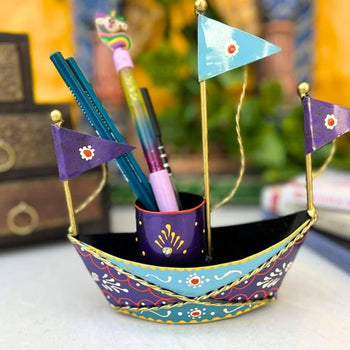 Blue Boat  Pen Stand | Table Decor