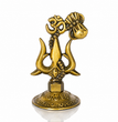 Premium Metal Shiv Trishul with Damroo, Copper, 3 Inches for Car Dashboard