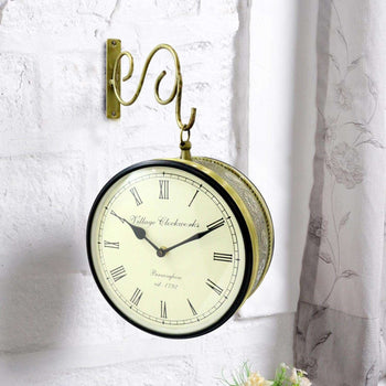 Premium Vintage Railway Station Double Sided Brass Clock for Home | Home Decor | Clock | Wall Decor