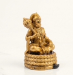 Virajman Hanuman Idol Sitting on Tail | Hanuman Murti for Car Dashboard, Home Temple & Office Decor, Housewarming, Vastu | 3.8 Inches (Antique Gold)