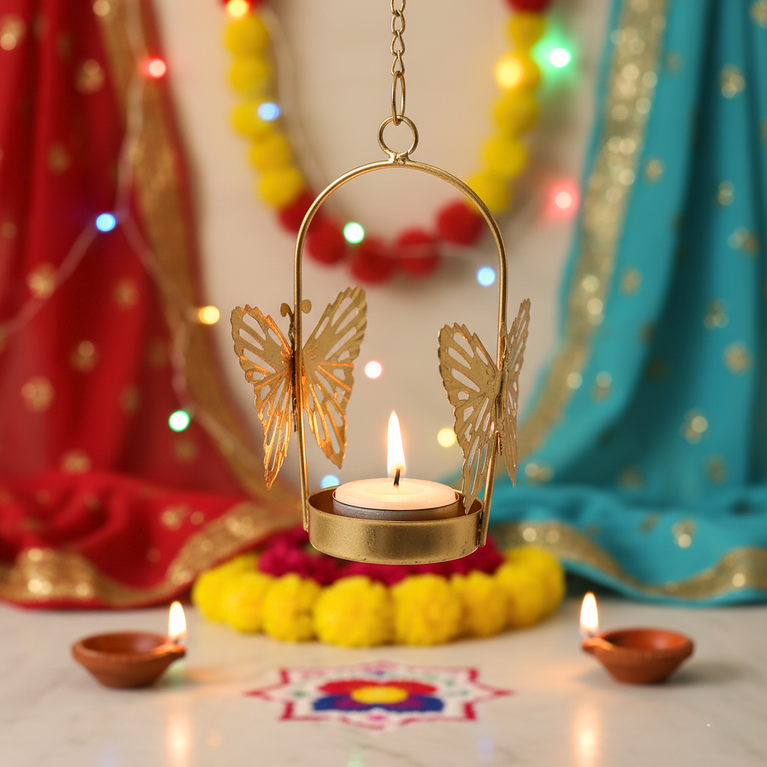 Butterfly hanging tealight candle holder | Diwali Decorative Item | Combo pack | [Pack of 4]