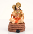 Virajman Hanuman Idol Sitting on Tail | Hanuman Murti for Car Dashboard, Home Temple & Office Decor, Housewarming, Vastu | 3.8 Inches (Antique Gold)