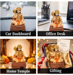 Virajman Hanuman Idol Sitting on Tail | Hanuman Murti for Car Dashboard, Home Temple & Office Decor, Housewarming, Vastu | 3.8 Inches (Antique Gold)