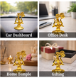 Premium Metal Shiv Trishul with Damroo, Copper, 3 Inches for Car Dashboard