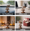 Premium Metal Shiv Trishul with Damroo, Copper, 3 Inches for Car Dashboard