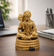 Virajman Hanuman Idol Sitting on Tail | Hanuman Murti for Car Dashboard, Home Temple & Office Decor, Housewarming, Vastu | 3.8 Inches (Antique Gold)