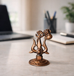 Premium Metal Shiv Trishul with Damroo, Copper, 3 Inches for Car Dashboard